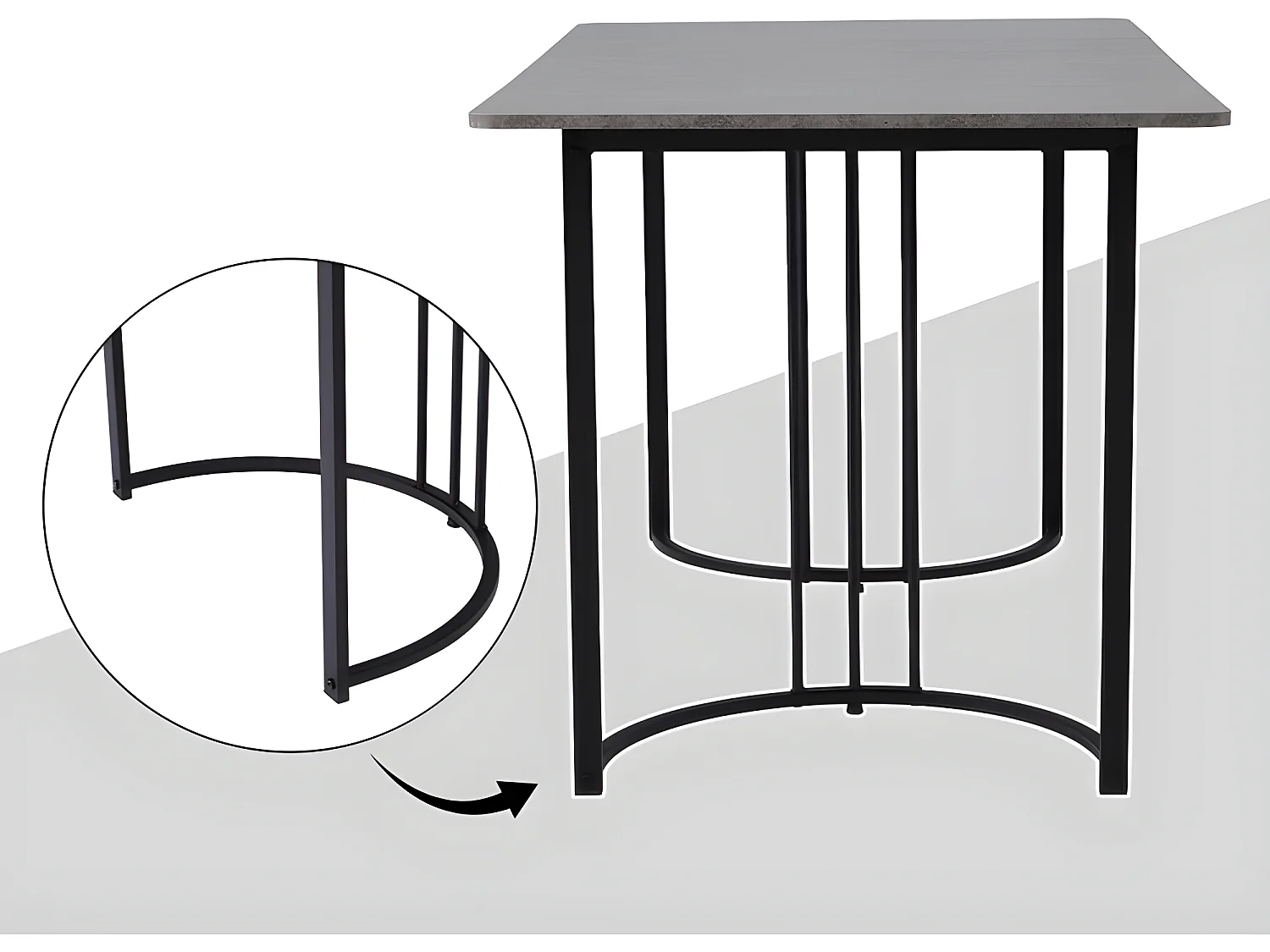 Ensemble Table et 4 Chaises - Table avec placage à motif marbre - Chaises rembourrées en velours avec pieds réglables - Gris & Gris