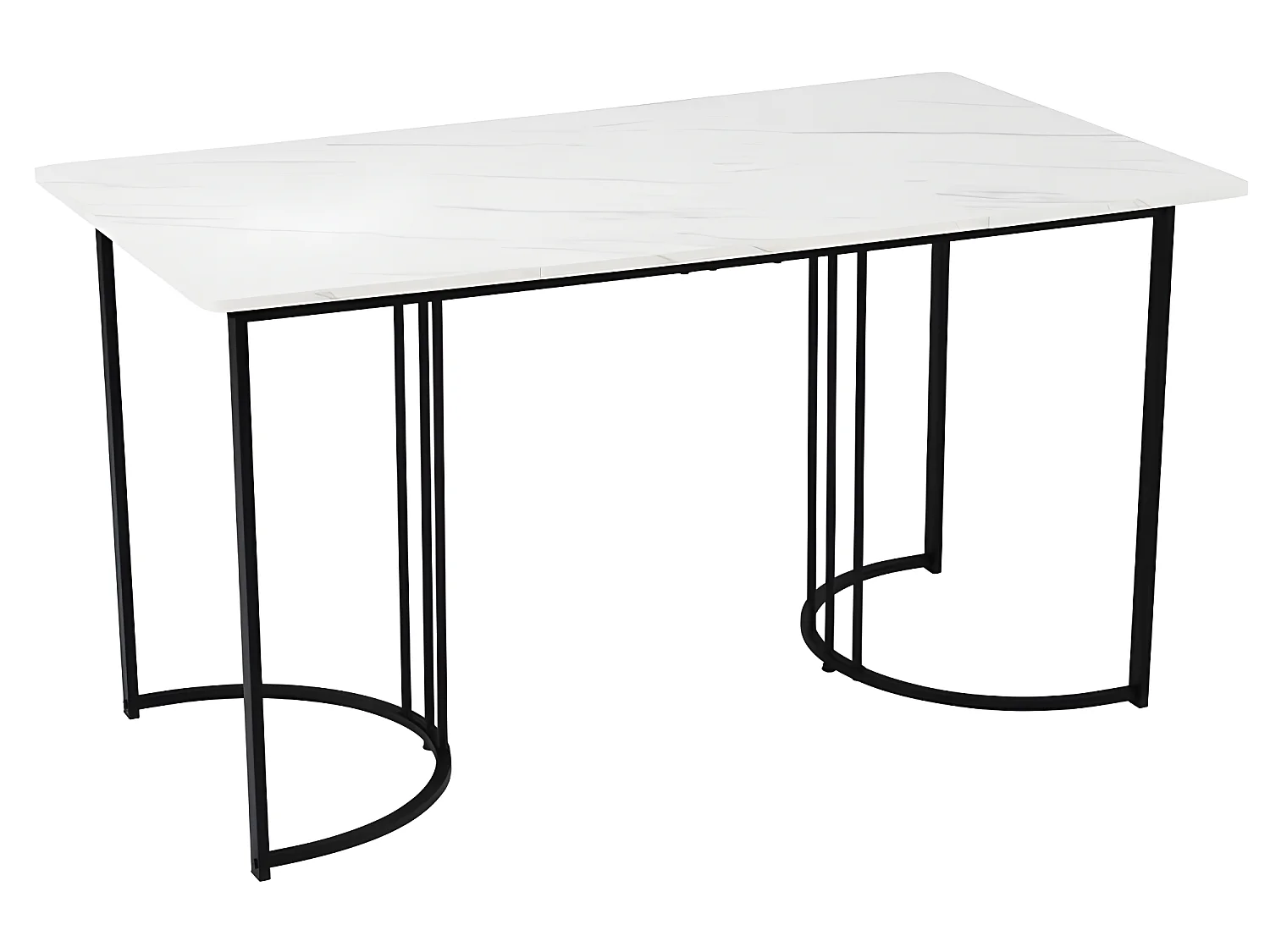 Tafel- en 4-stoelenset - Tafel met marmerpatroonfineer - Fluwelen gestoffeerde stoelen met verstelbare poten - Wit en grijs