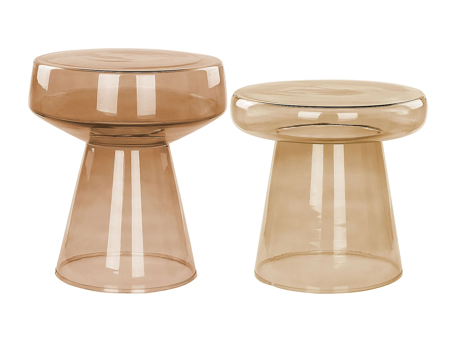 Lot de 2 tables d'appoint LAGUNA/CALDERA Verre Marron doré