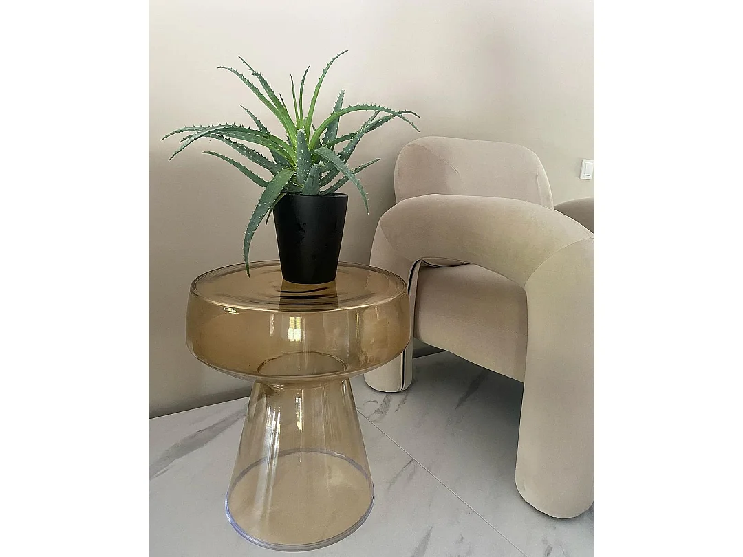 Mesa auxiliar LAGUNA Vidrio Marrón dorado