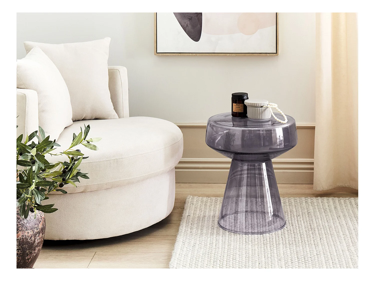 Table d'appoint LAGUNA Verre Gris