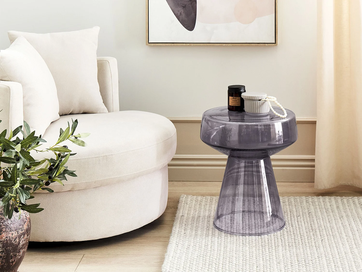 Table d'appoint LAGUNA Verre Gris