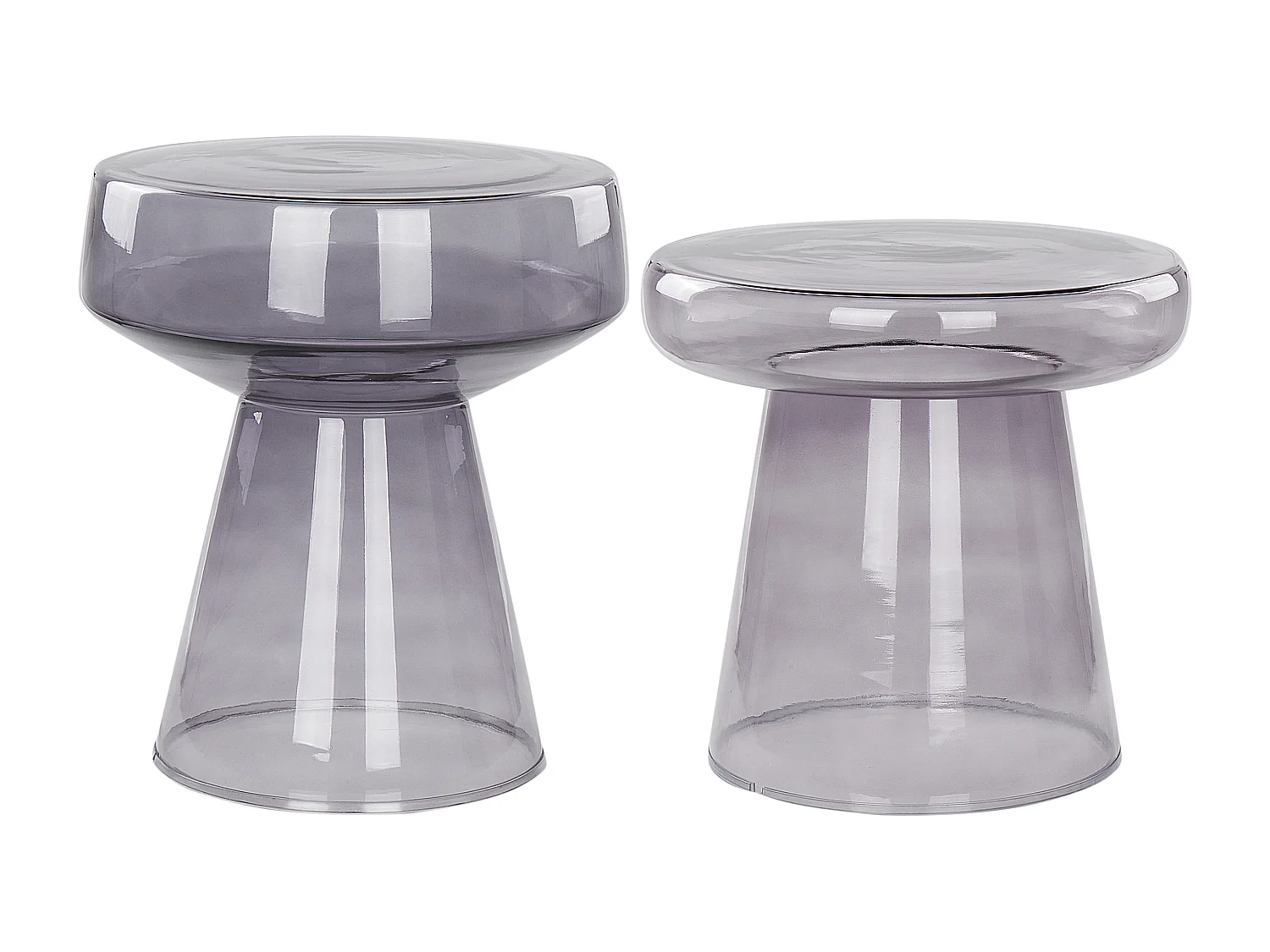 Lot de 2 tables d'appoint LAGUNA/CALDERA Verre Gris