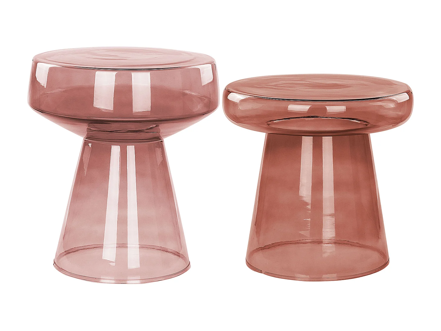 Lot de 2 tables d'appoint LAGUNA/CALDERA Verre Rouge