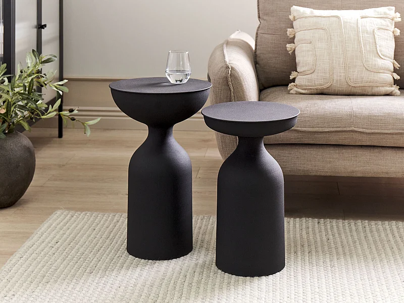 Lot de 2 tables d'appoint COTA/TENJO Métal Noir