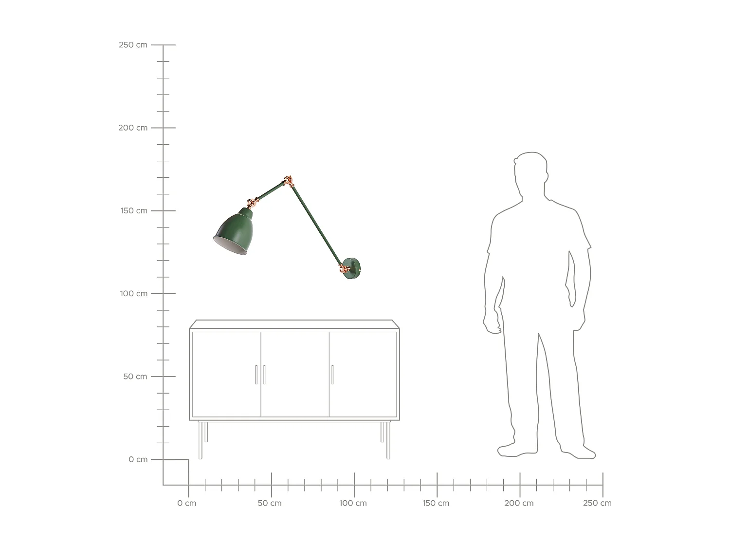 Lampe murale MISSISSIPPI Réglable Métal Vert foncé