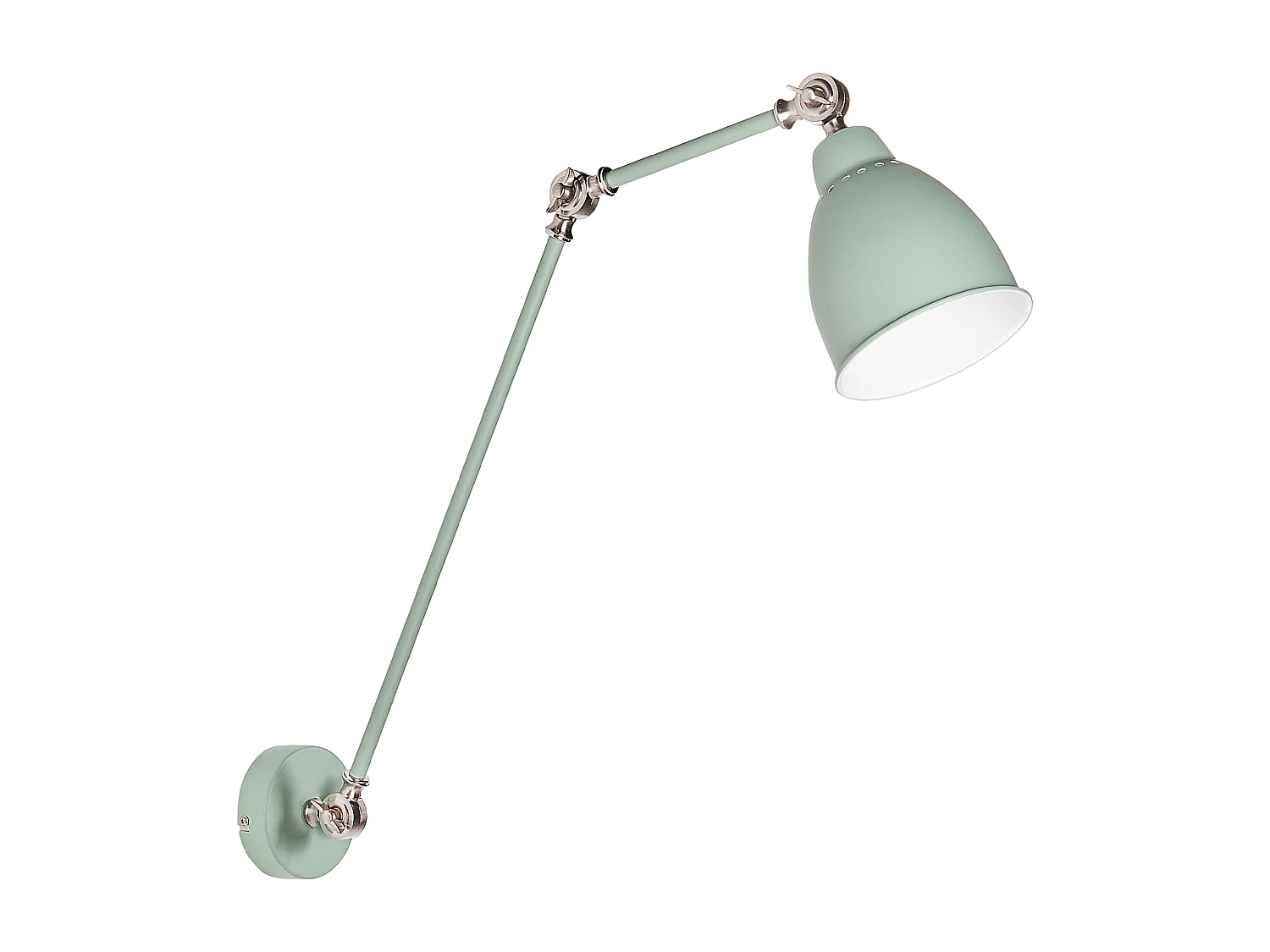 Wandleuchte Metall helles Grün Schirm Glockenform verstellbarer Arm Mississippi L