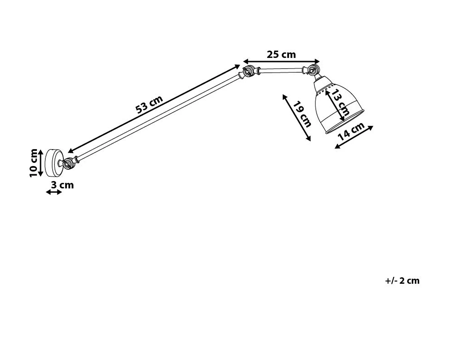 Wandleuchte Metall helles Grün Schirm Glockenform verstellbarer Arm Mississippi L