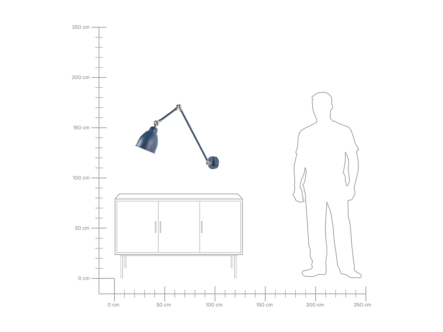 Lampe murale MISSISSIPPI Réglable Métal Bleu foncé