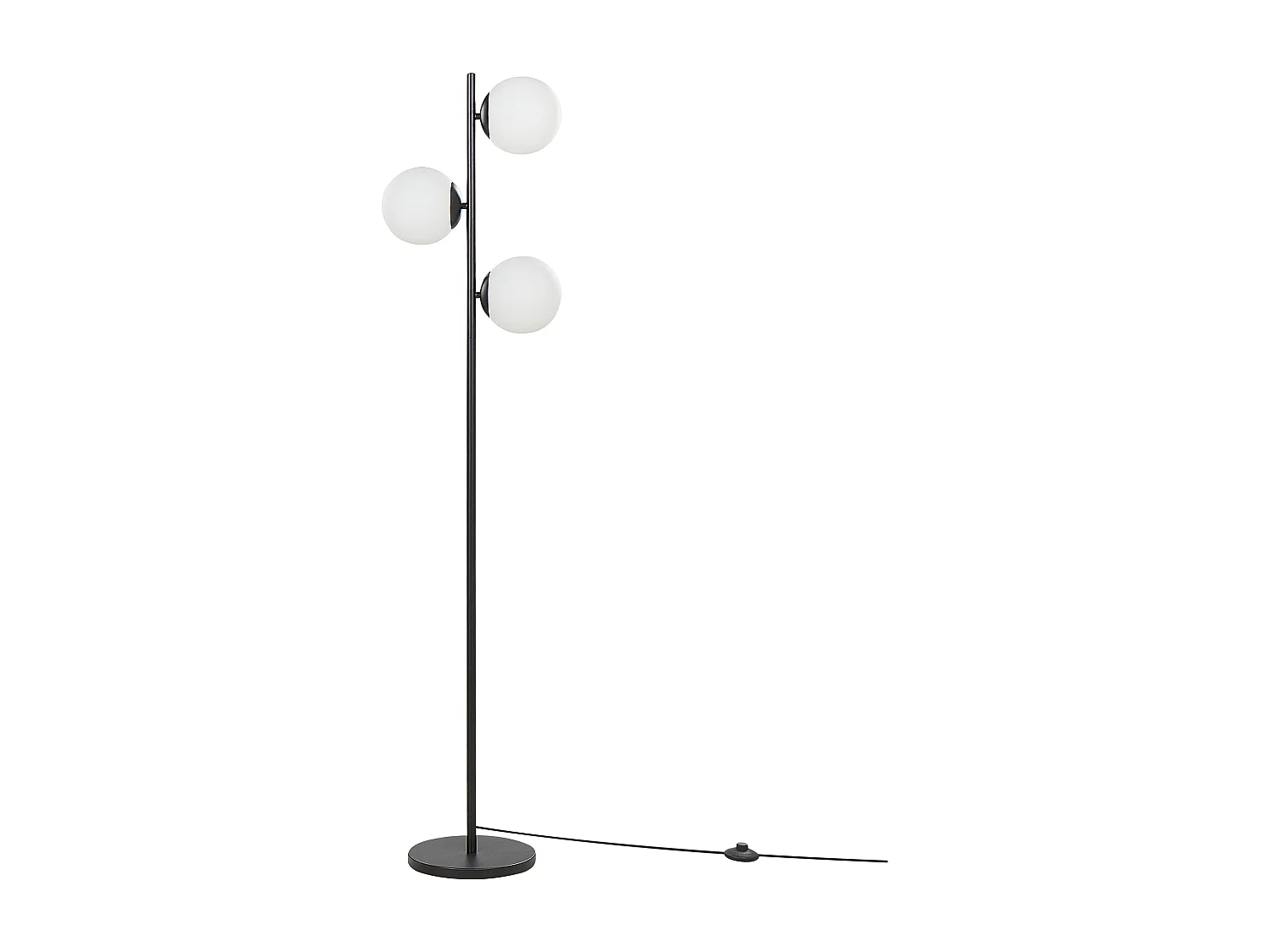 Stehlampe Metall schwarz Höhe 153 cm 3-flammig Glasschirme Kugelform modern Wadi