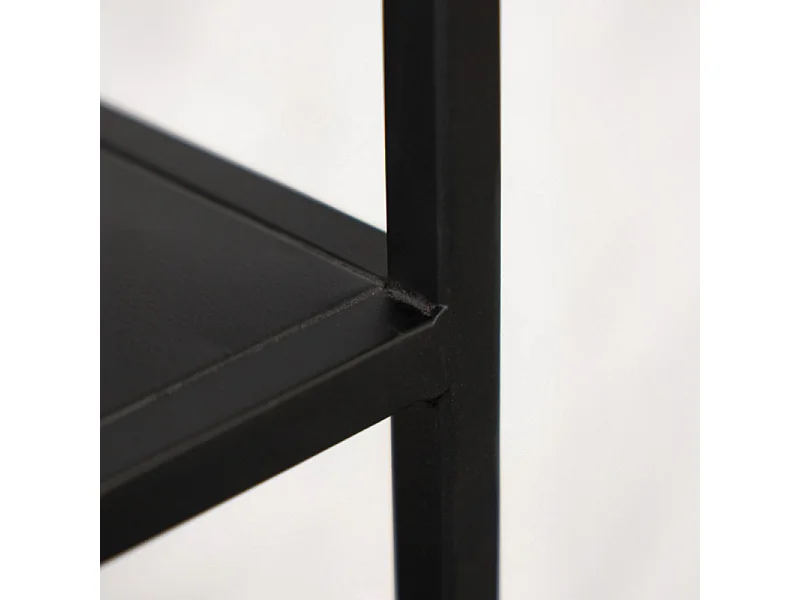 Console 140 cm avec 3 étagères déstructurées en métal noir - PAMELA