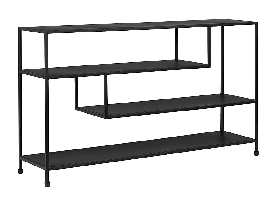 Console 140 cm avec 3 étagères déstructurées en métal noir - PAMELA