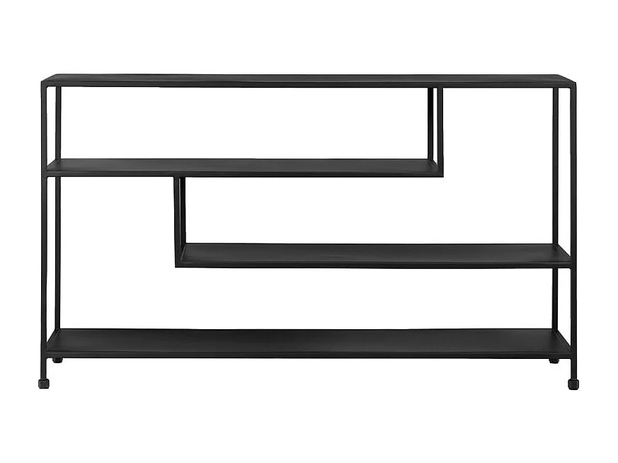 Console 140 cm avec 3 étagères déstructurées en métal noir - PAMELA