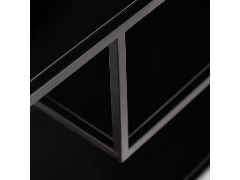 Console 140 cm avec 3 étagères déstructurées en métal noir - PAMELA