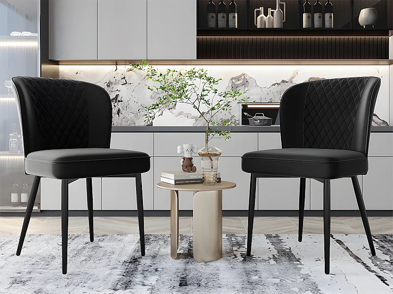 Set di 2 sedie imbottite in Velvet - struttura in metallo - Nero