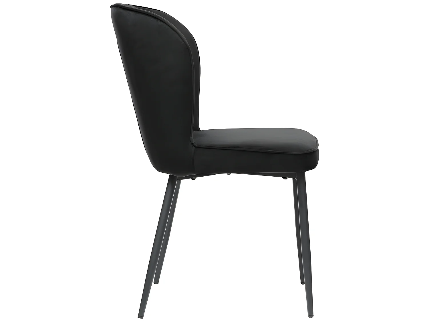 Lot de 2 Chaises rembourrées en velours - structure en métal - Noir