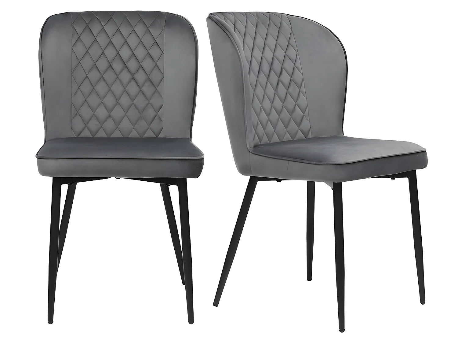 Set di 4 sedie rivestite in velluto - struttura in metallo - Grigio