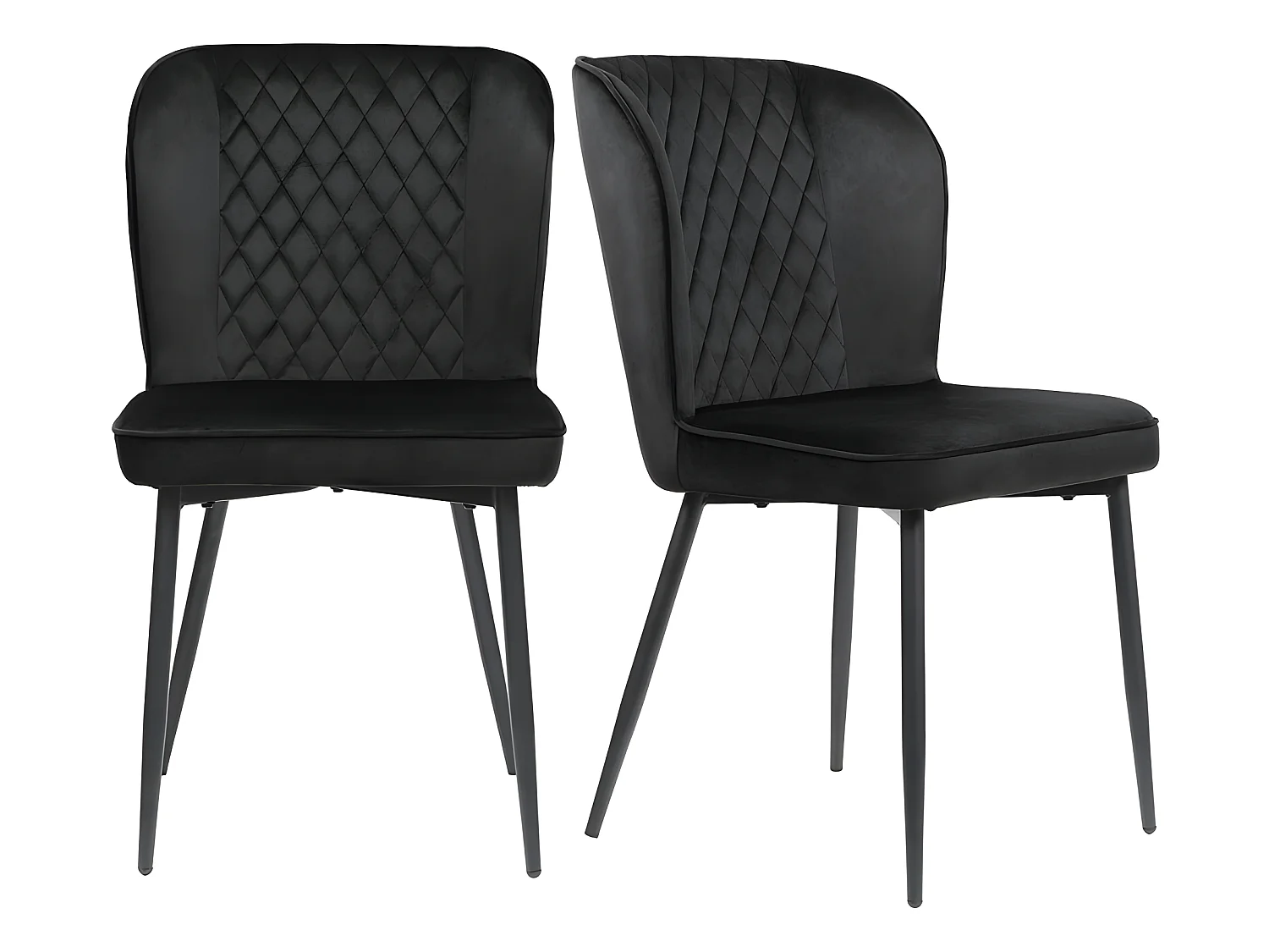 Set van 4 stoelen bekleed met fluweel - metalen structuur - Zwart