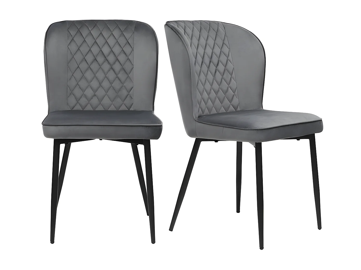 Esszimmerstuhl (2 St), 2er Set Polsterstühle Wohnzimmerstuhl mit Rückenlehne Metallbeine Samt – Grau