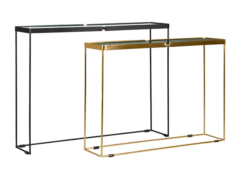 Consoles gigognes métal et verre trempé avec bords arrondis - RACHEL