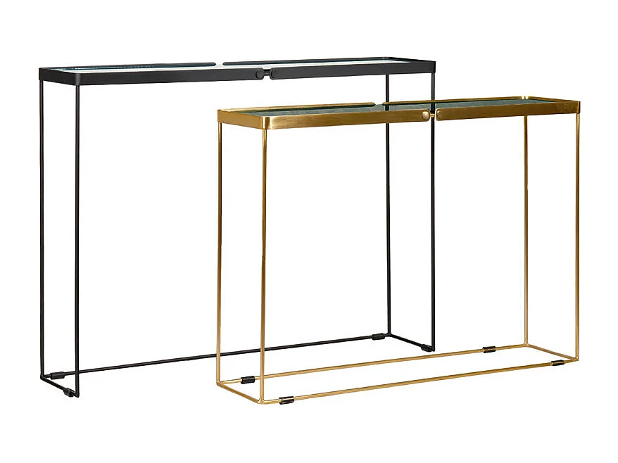 Consoles gigognes métal et verre trempé avec bords arrondis - RACHEL