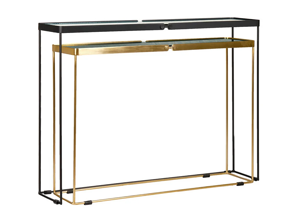 Consoles gigognes métal et verre trempé avec bords arrondis - RACHEL