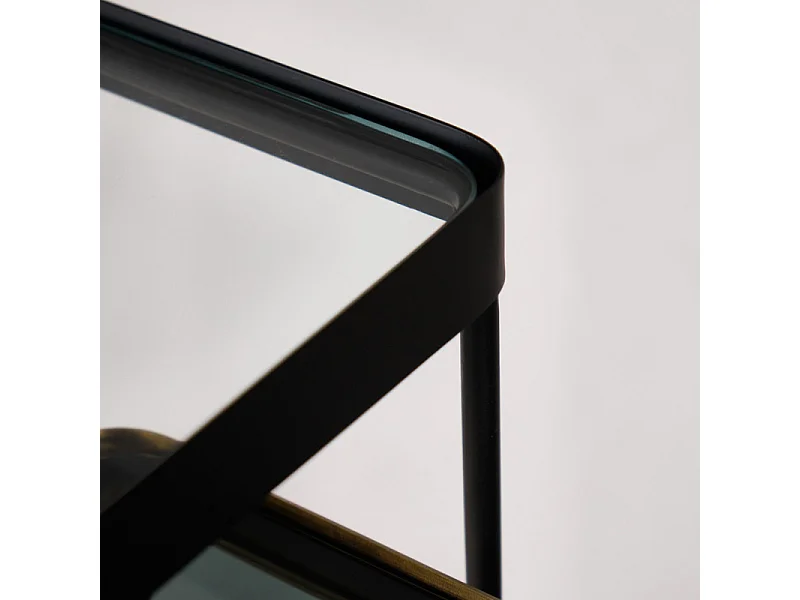 Consoles gigognes métal et verre trempé avec bords arrondis - RACHEL