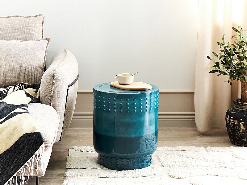 Table d'appoint ABRA Métal Bleu paon