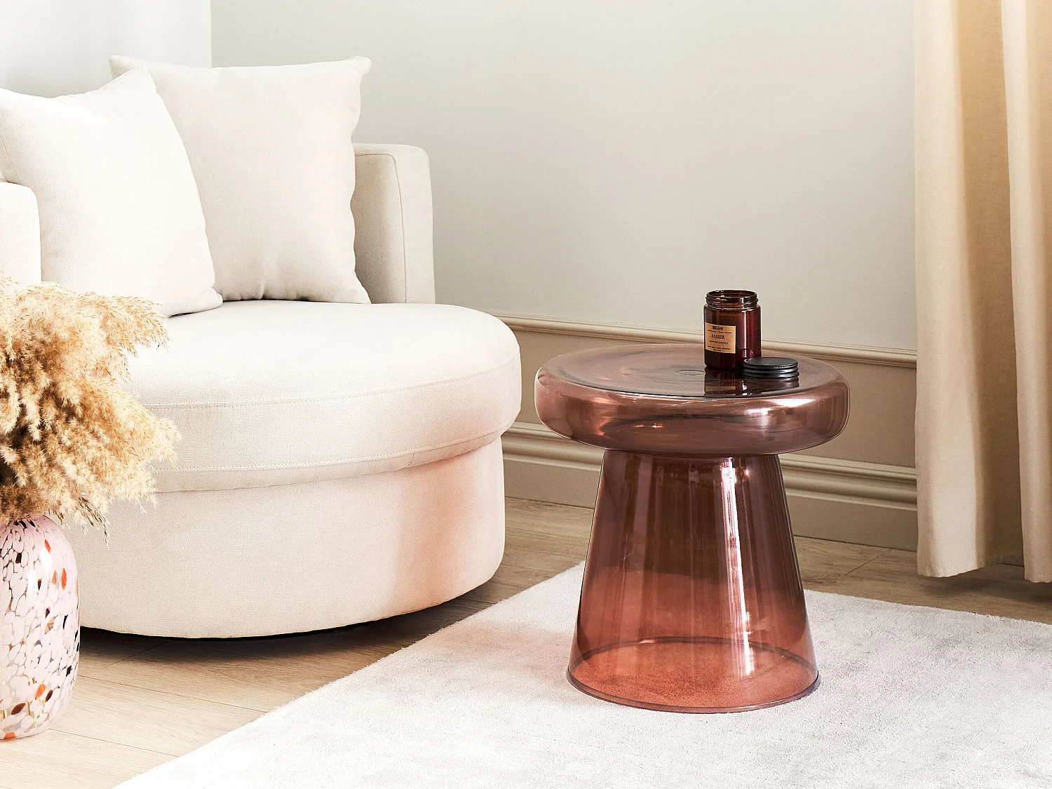 Table d'appoint CALDERA Verre Rouge