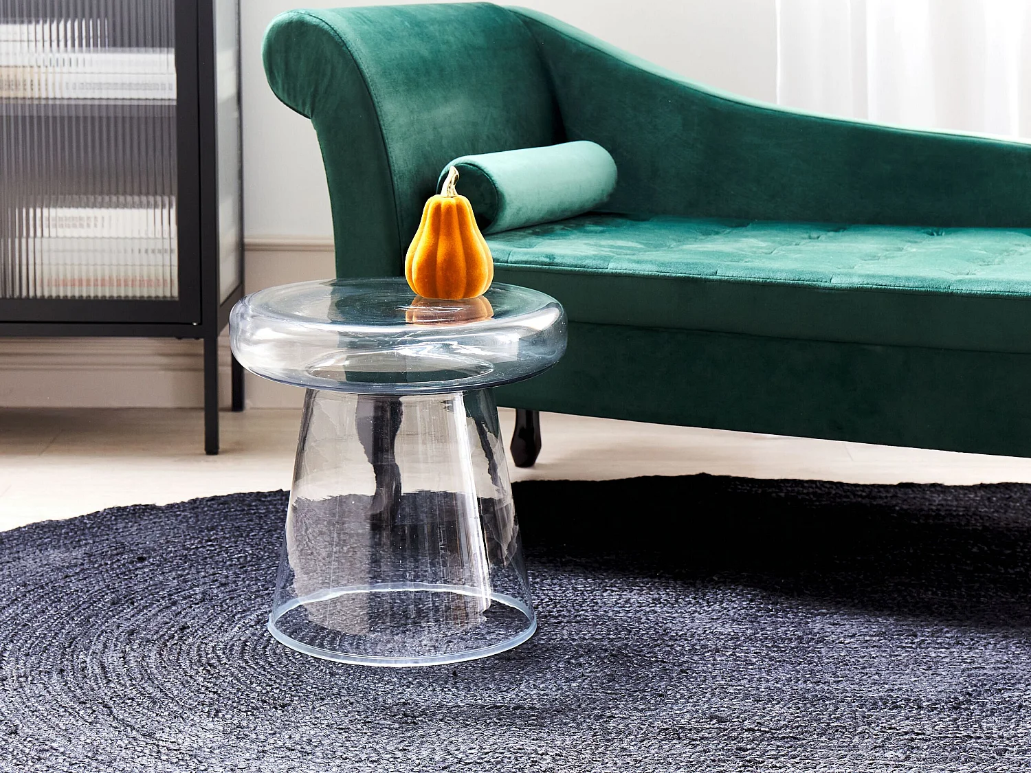 Beistelltisch Glas transparent rund 39cm Wohnzimmertisch Couchtisch Caldera