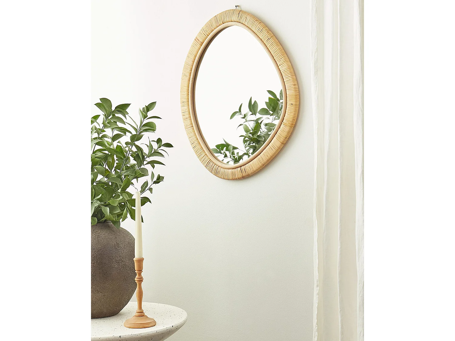 Lustro ścienne ZAATARI 50 cm 60 cm Rattan Naturalny