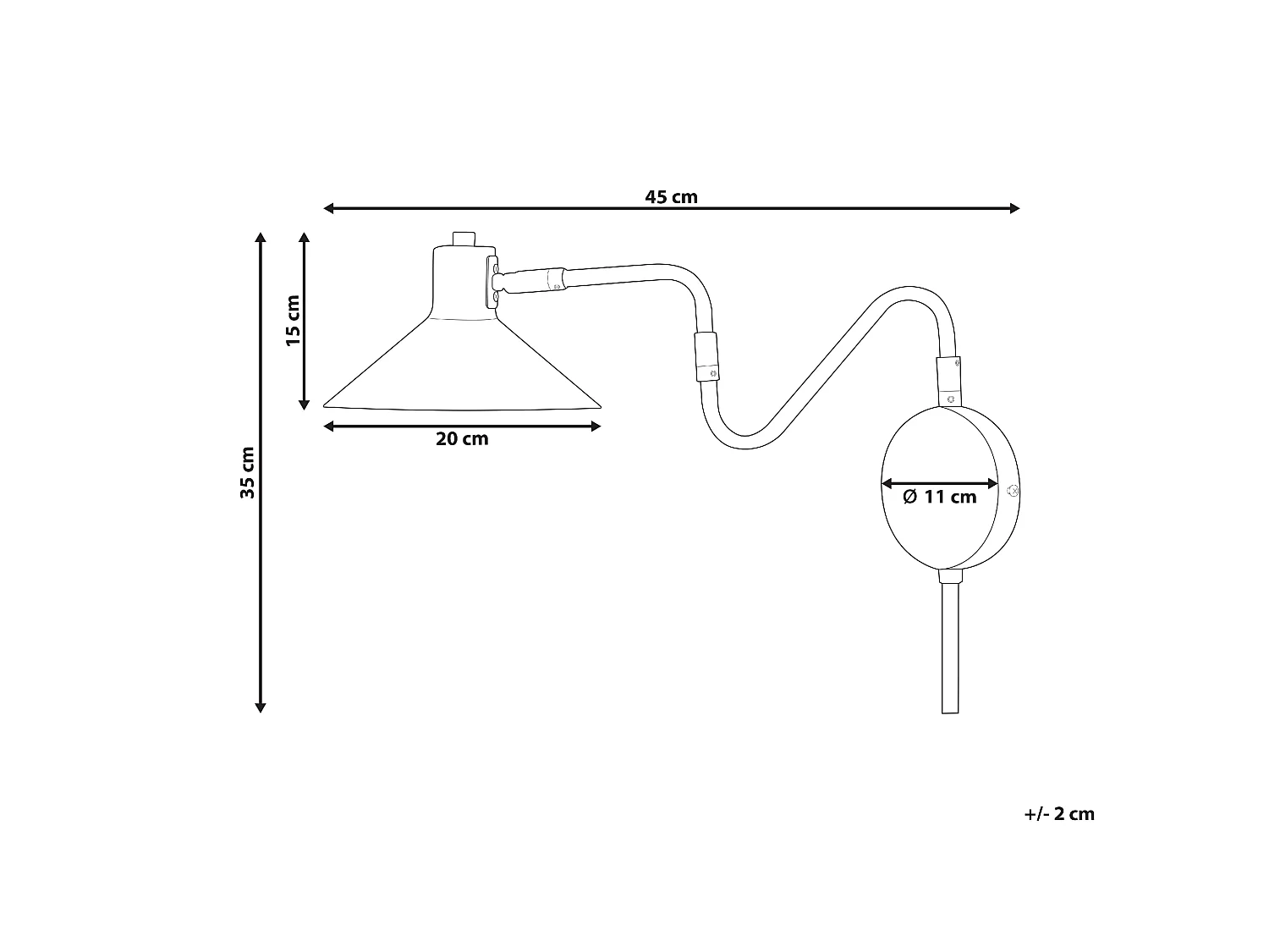 Lampe murale BALIEM Réglable Métal Doré