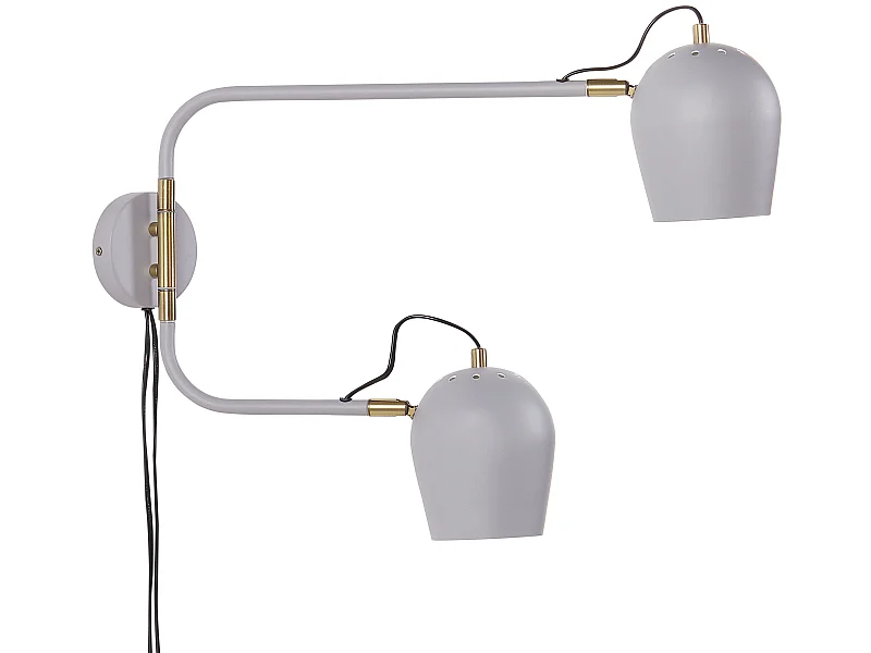Wandlampe aus Eisen grau / messingfarben 2-flammig modern Wohnzimmer Estrella