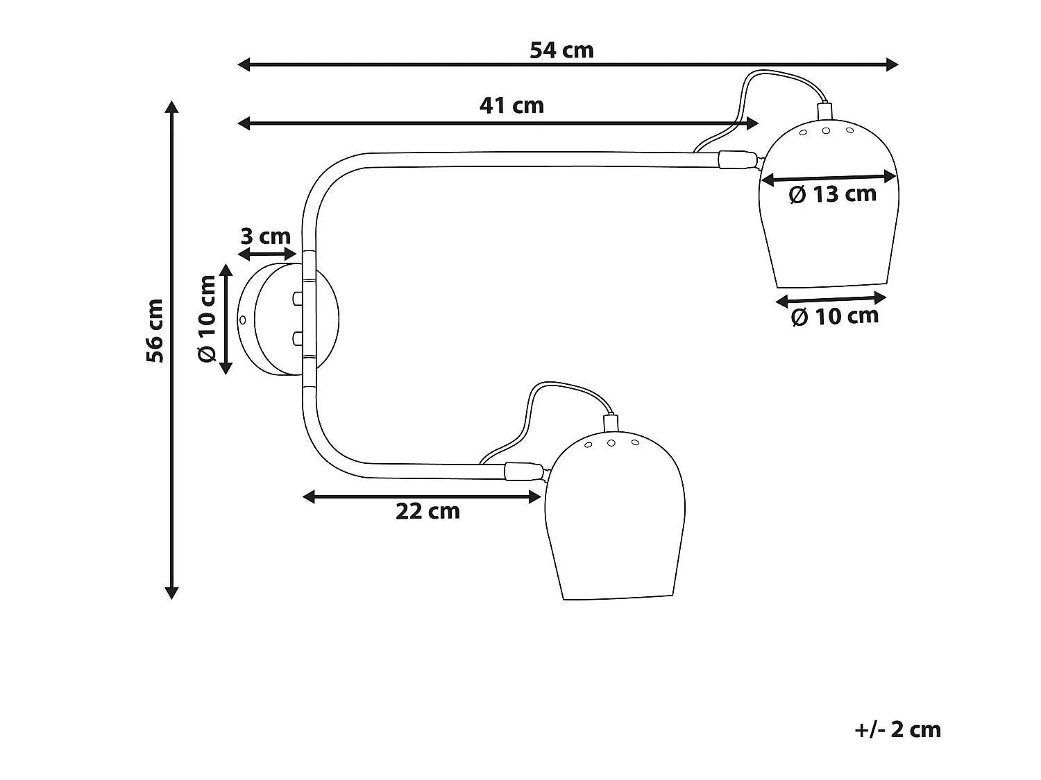 Wandlampe aus Eisen grau / messingfarben 2-flammig modern Wohnzimmer Estrella