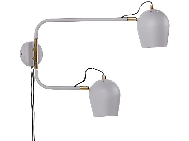 Wandlampe aus Eisen grau / messingfarben 2-flammig modern Wohnzimmer Estrella