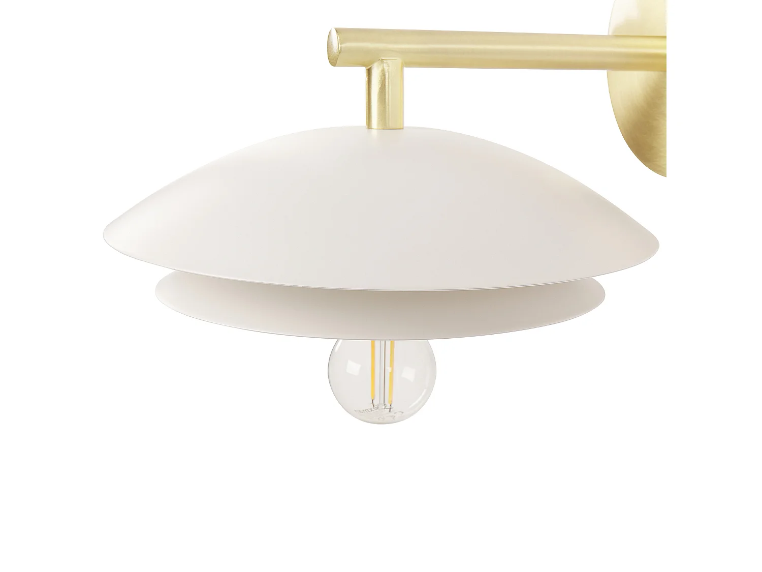 Wandleuchte Metall weiß / gold Kegelform 1-flammig Glühbirnen-Optik Lasolo