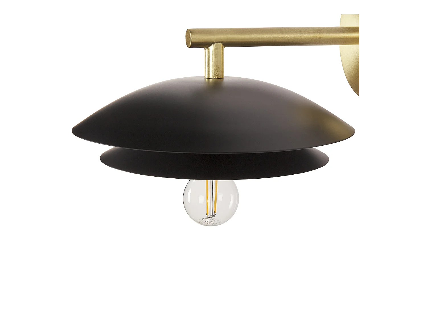 Wandleuchte Metall schwarz / gold Kegelform 1-flammig Glühbirnen-Optik Lasolo