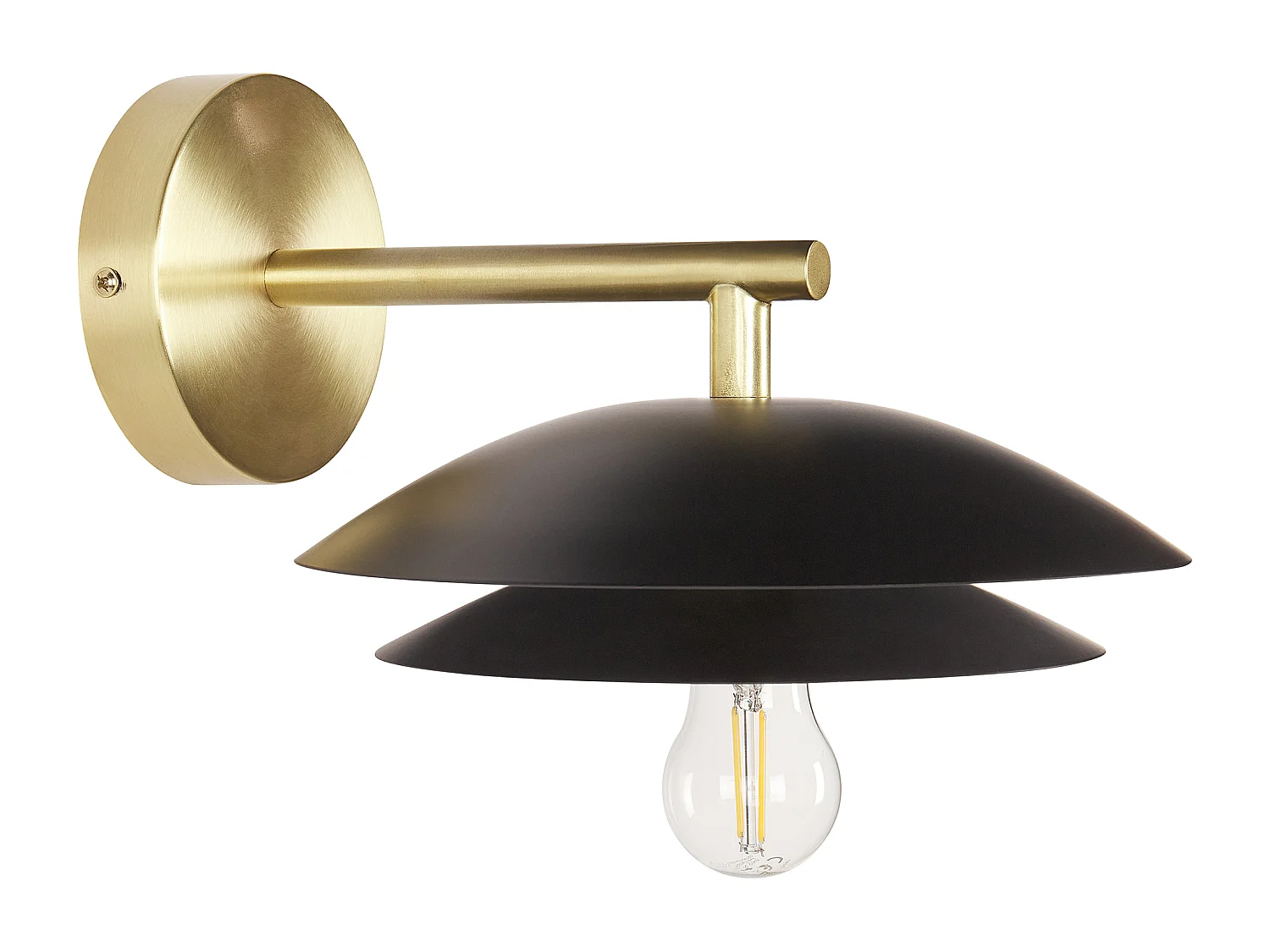 Wandleuchte Metall schwarz / gold Kegelform 1-flammig Glühbirnen-Optik Lasolo