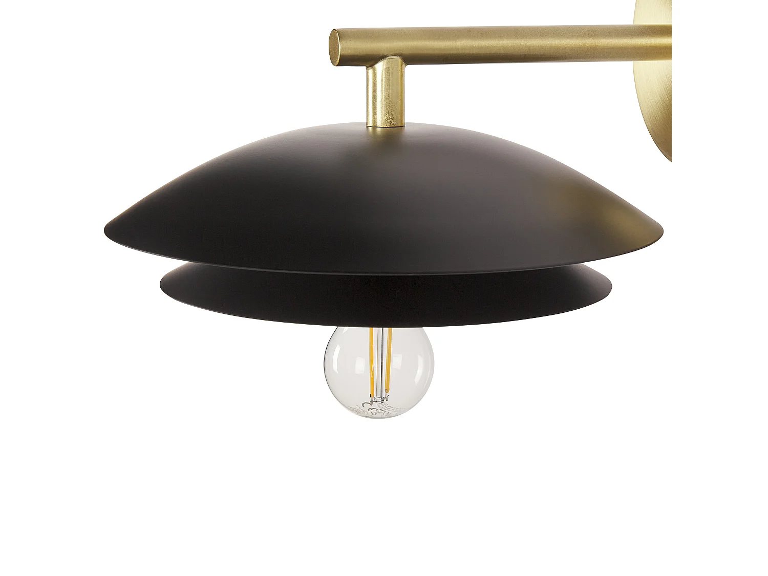 Wandleuchte Metall schwarz / gold Kegelform 1-flammig Glühbirnen-Optik Lasolo