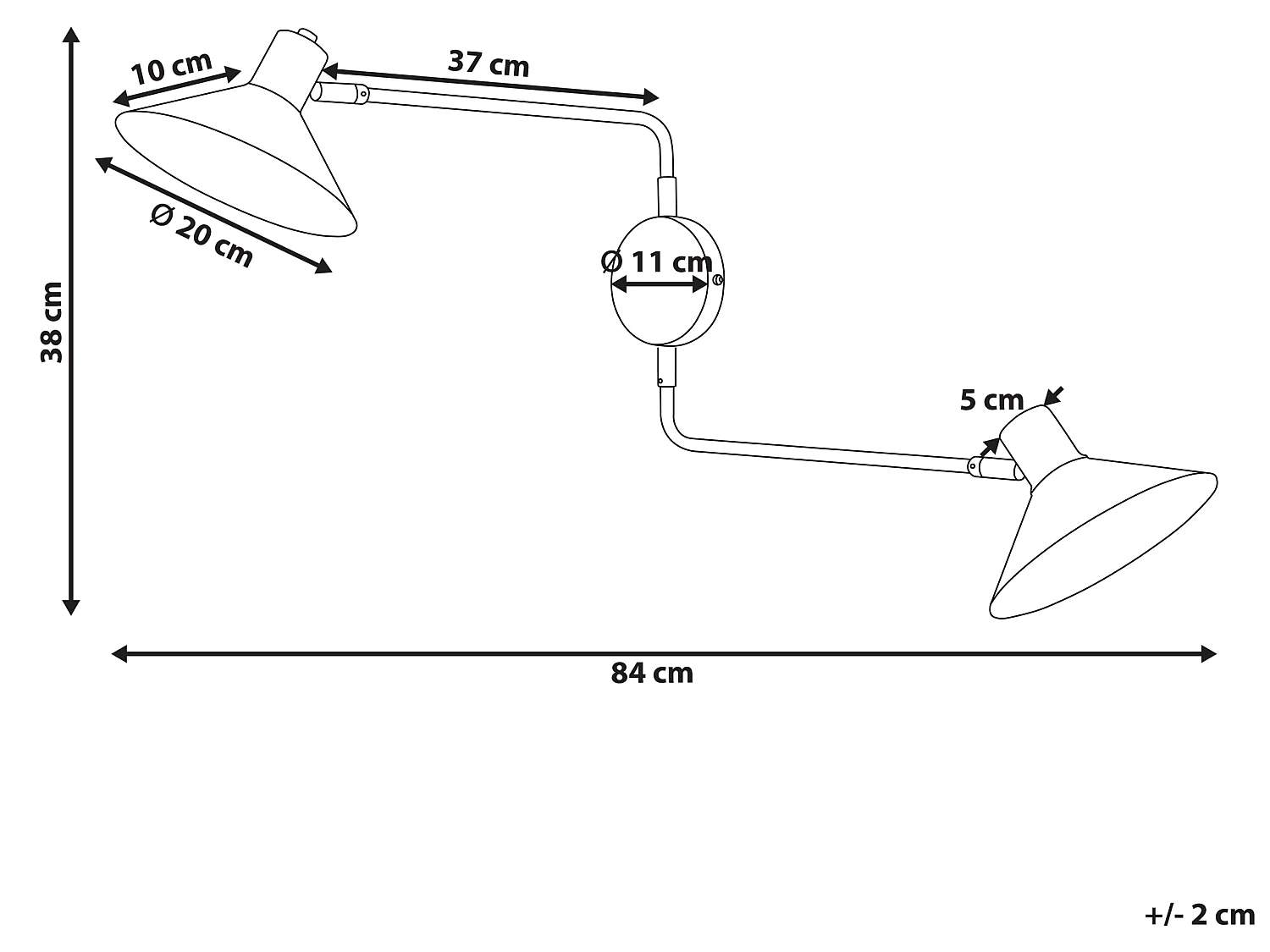 Lampe murale KADASSA Réglable Métal Doré
