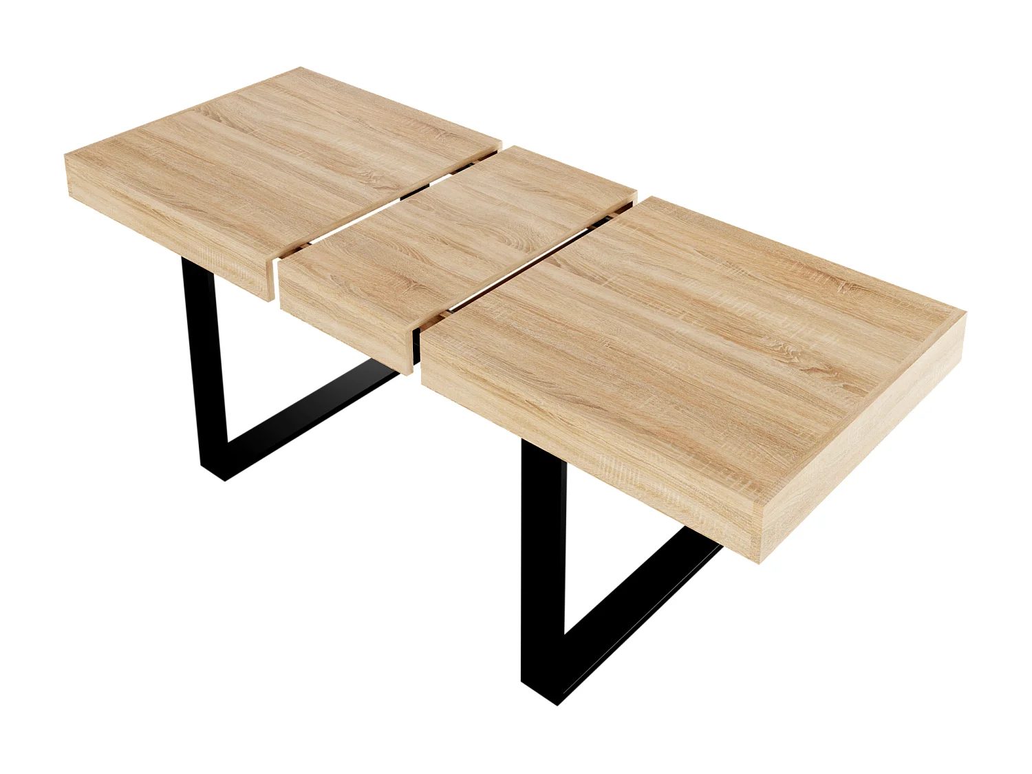 CASABEL Table à Manger Extensible - Design Industriel Bois et Noir – Plateau de 160 cm – avec Rallonge