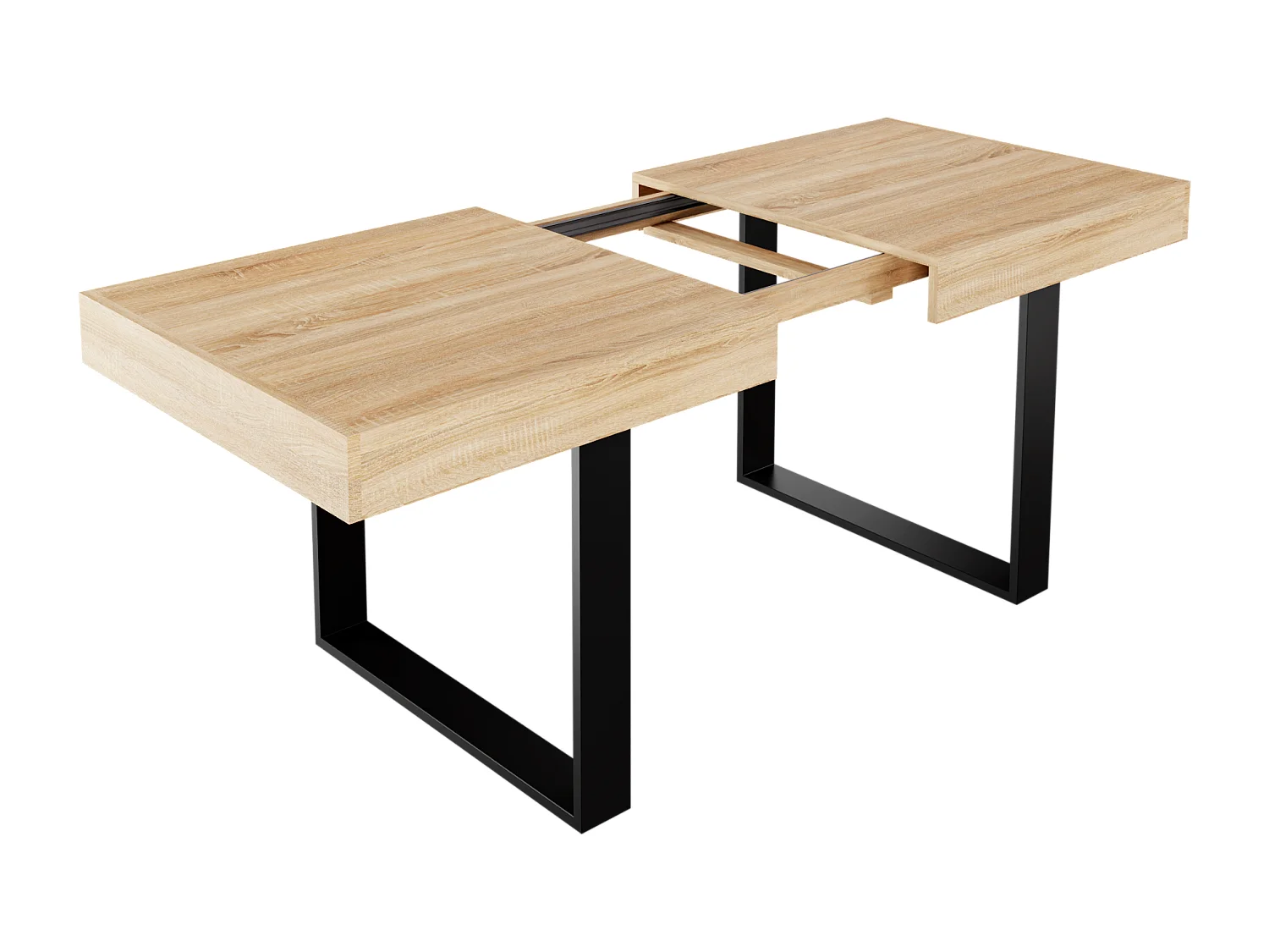 CASABEL Table à Manger Extensible - Design Industriel Bois et Noir – Plateau de 160 cm – avec Rallonge