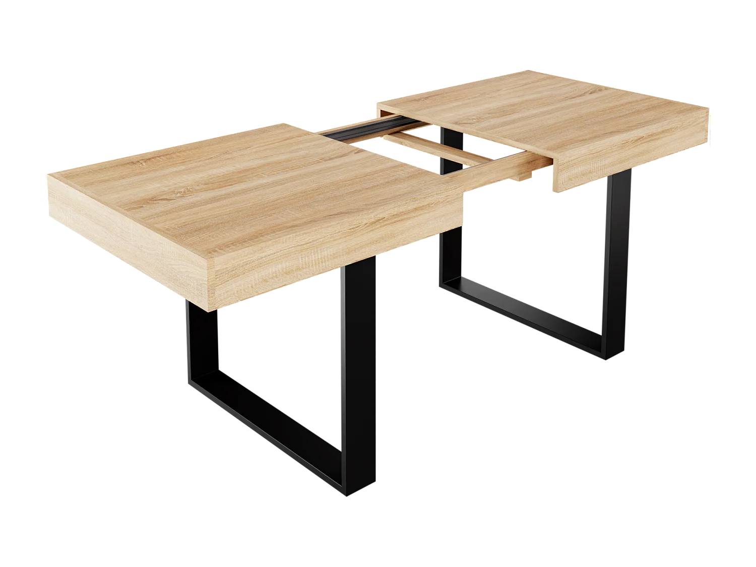 CASABEL Table à Manger Extensible - Design Industriel Bois et Noir – Plateau de 160 cm – avec Rallonge