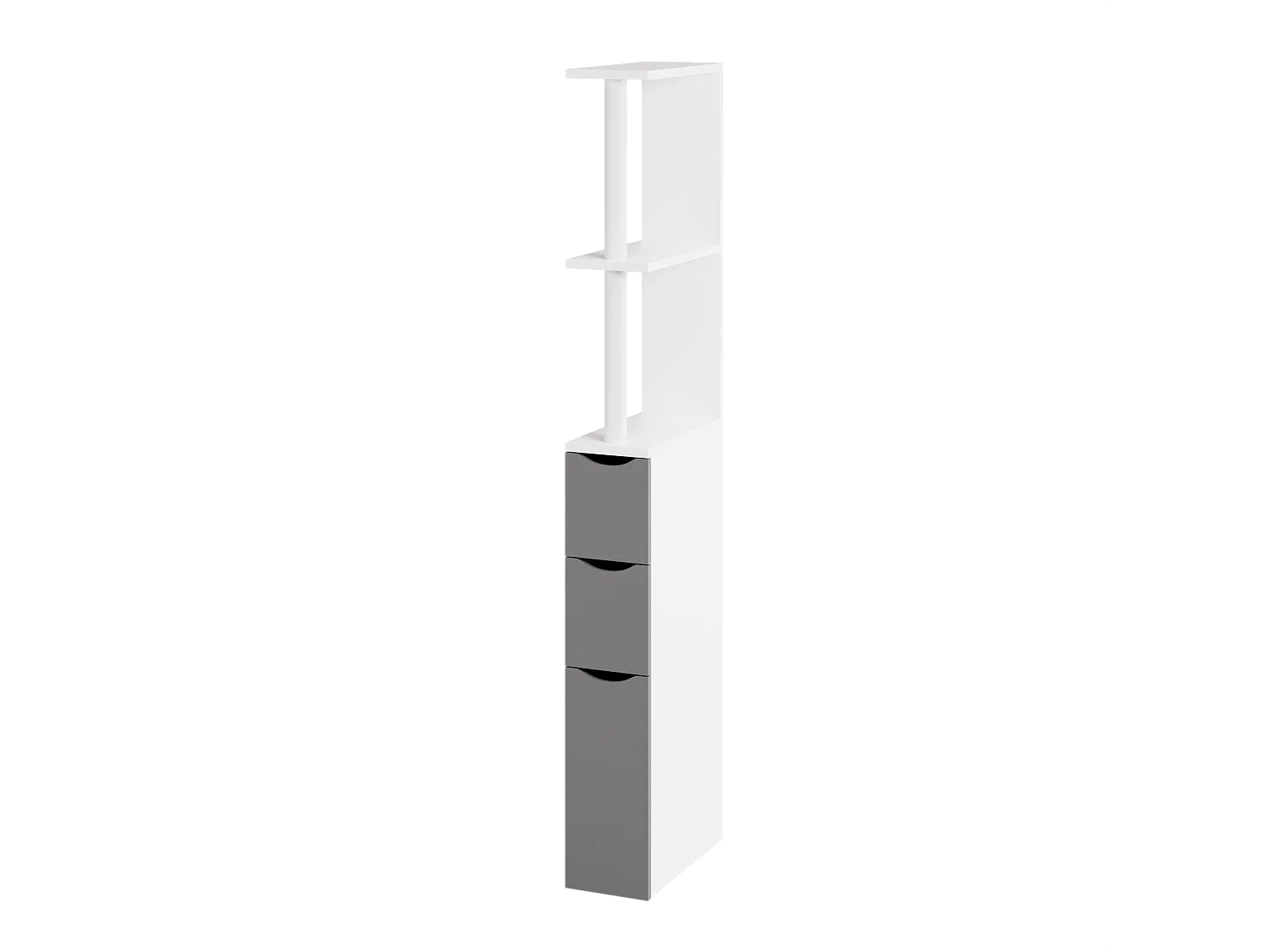 CASABEL Meuble WC Rangement Salle de Bain - Gain de Place - Meuble Colonne MDF Blanc Gris - 3 Portes