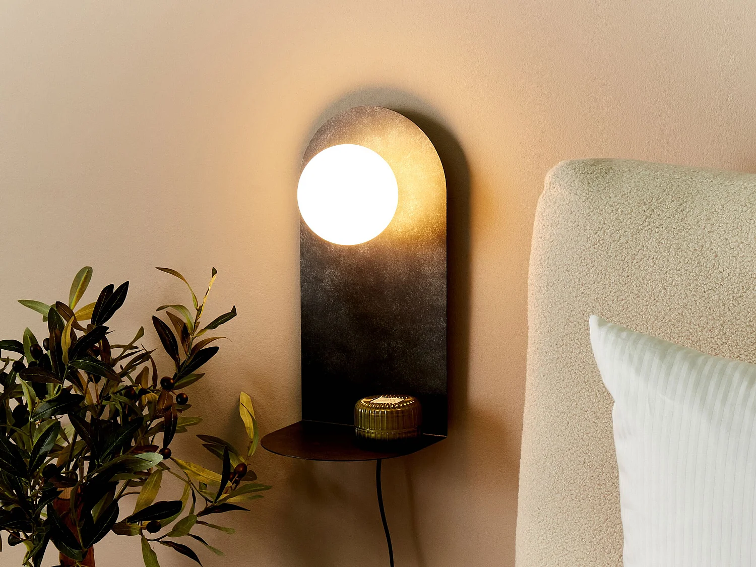 Wandlampe MAPI mit Ablage Metall Graphitgrau