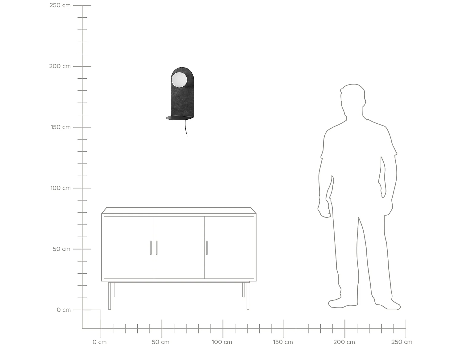 Wandlampe MAPI mit Ablage Metall Graphitgrau