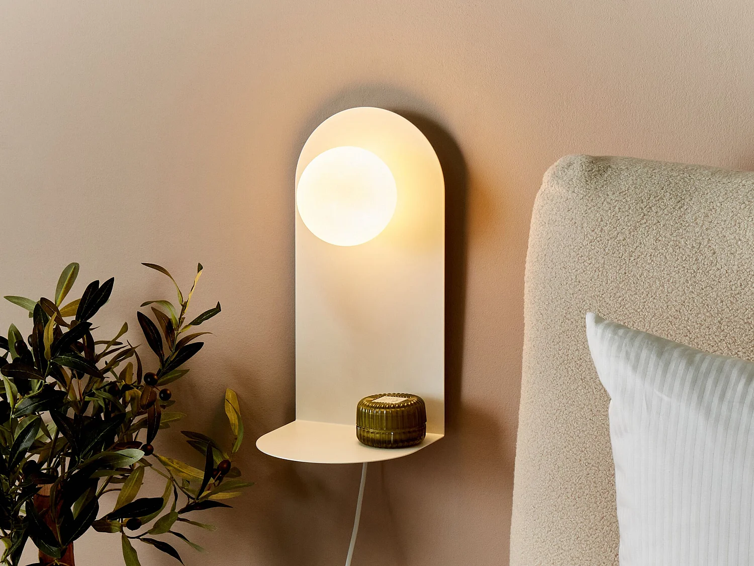 Wandlampe MAPI mit Ablage Metall Weiss