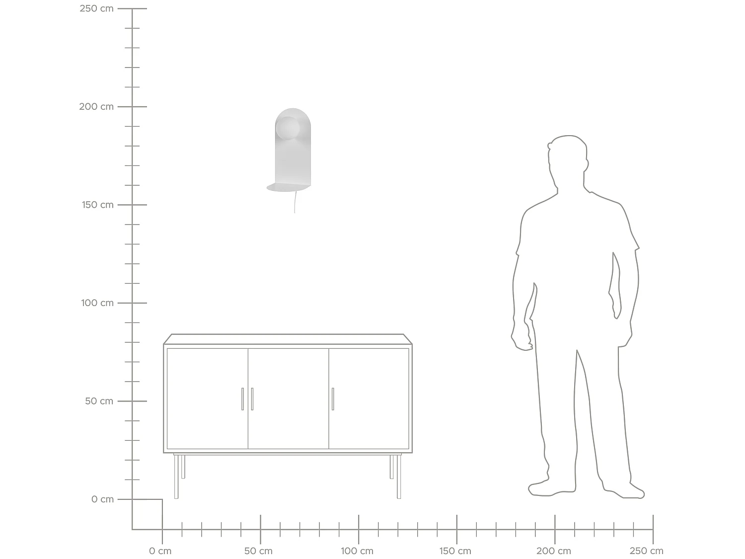 Wandlampe MAPI mit Ablage Metall Weiss