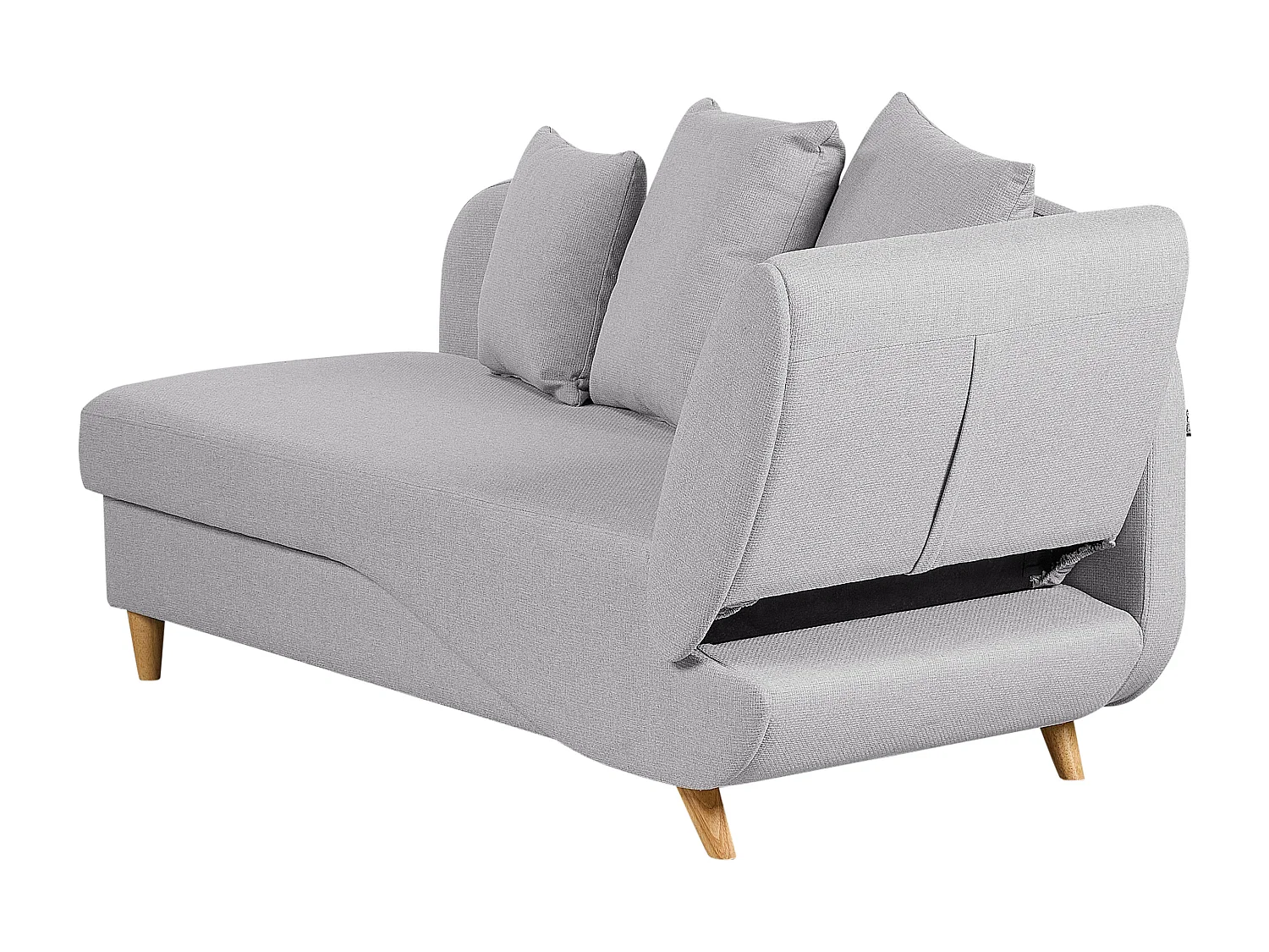 Chaise longue côté droit MERI Lin synthétique Gris clair avec rangement