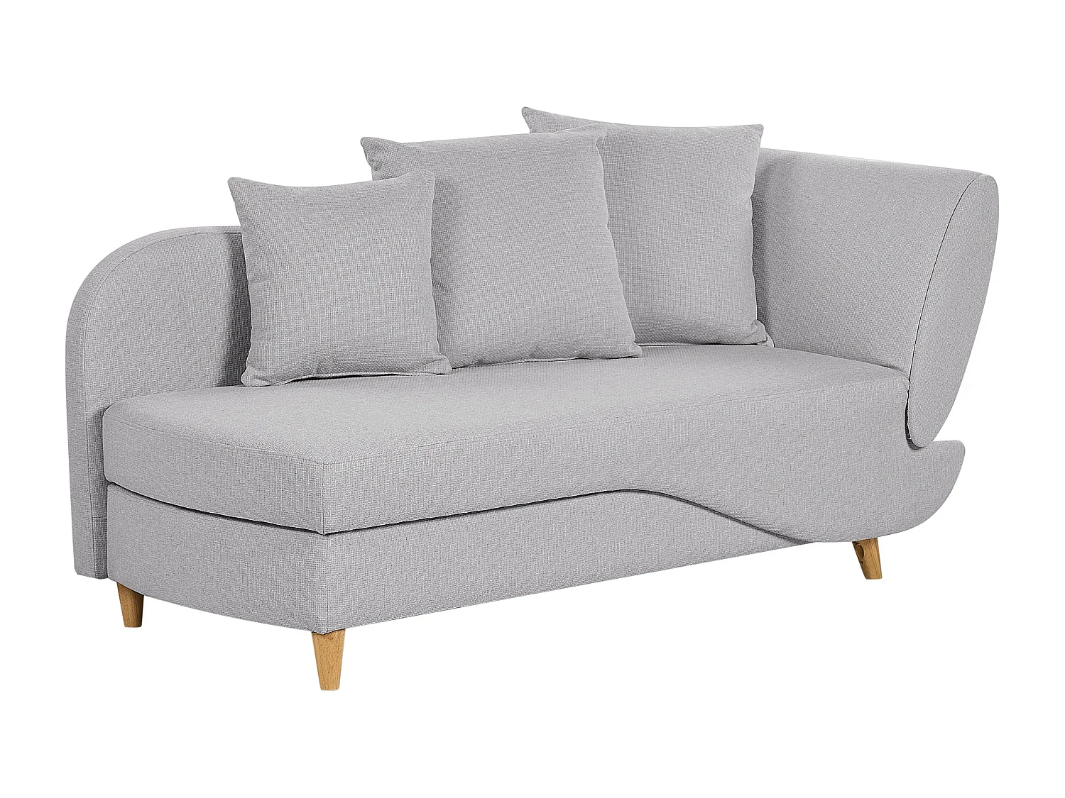 Chaise longue côté droit MERI Lin synthétique Gris clair avec rangement